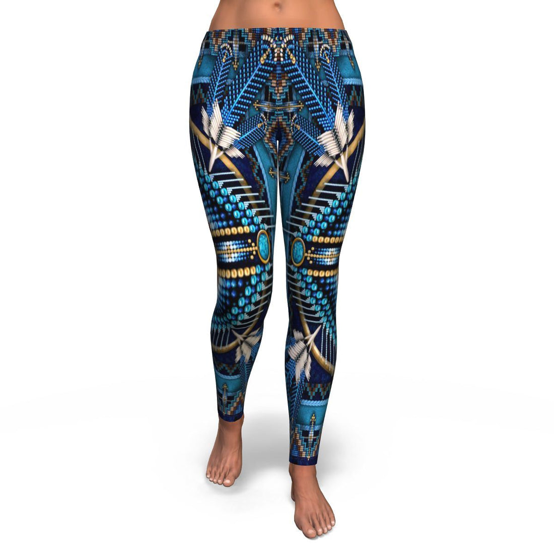 Naumaddic Arts Blue Native American Design Leggings LT10