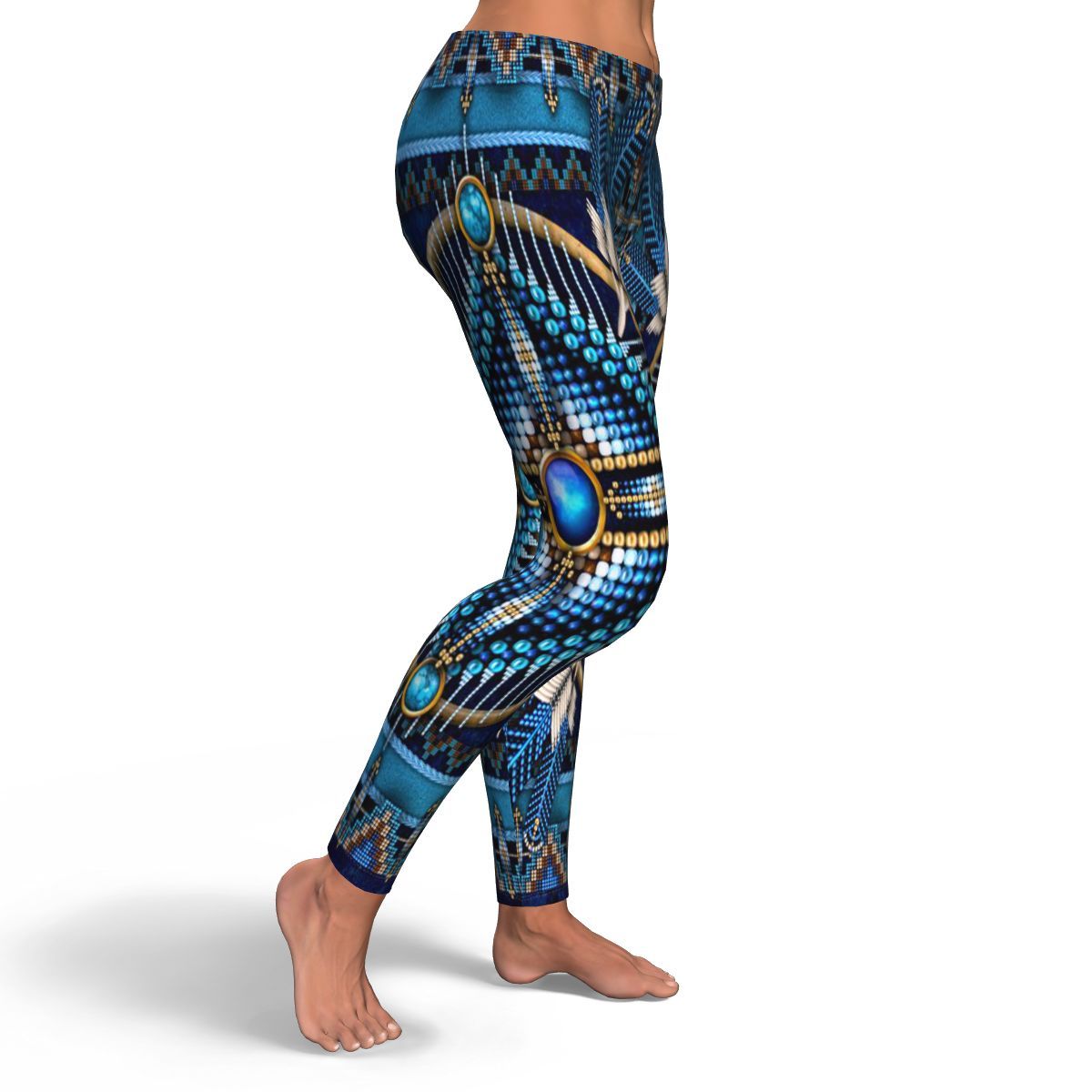 Naumaddic Arts Blue Native American Design Leggings LT10