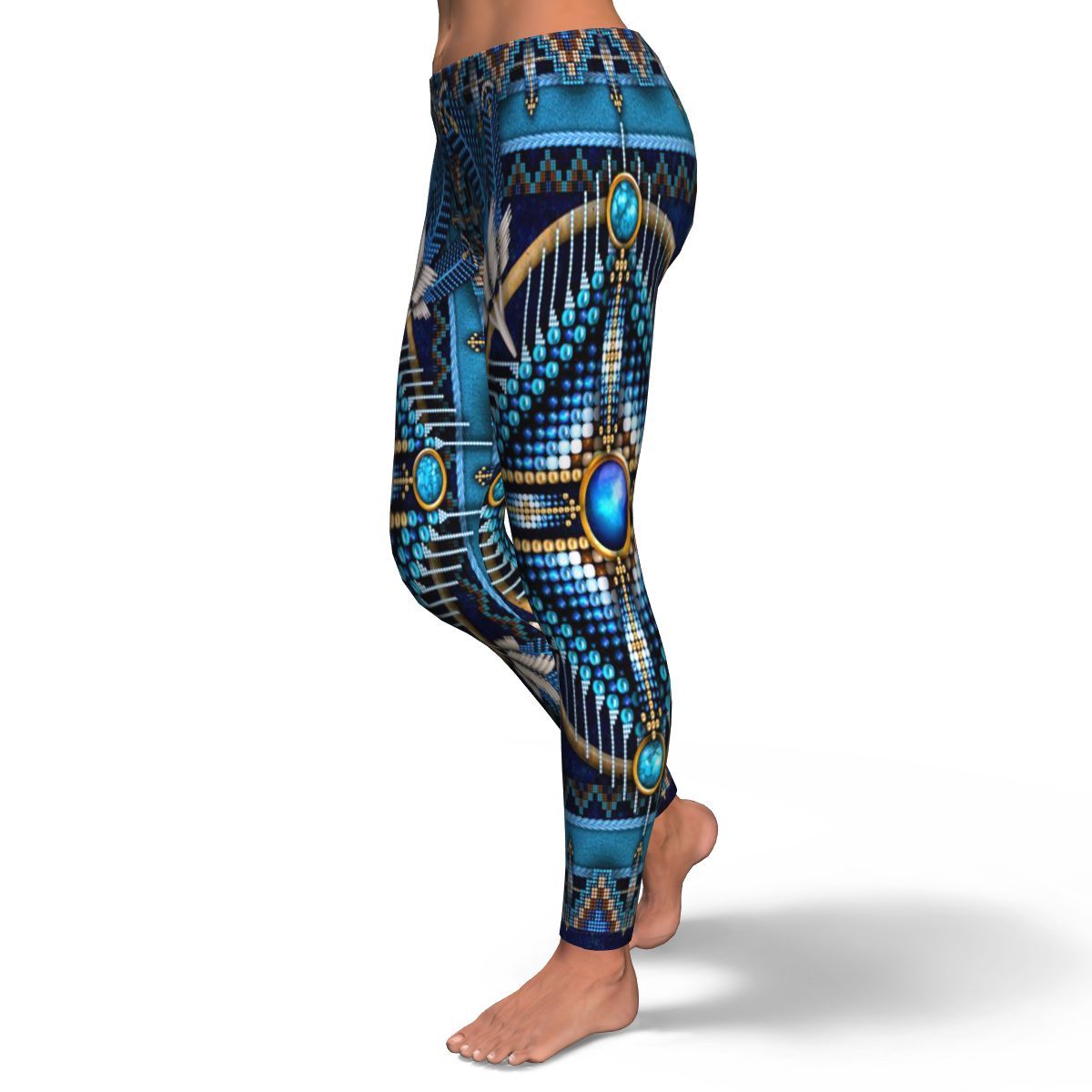 Naumaddic Arts Blue Native American Design Leggings LT10