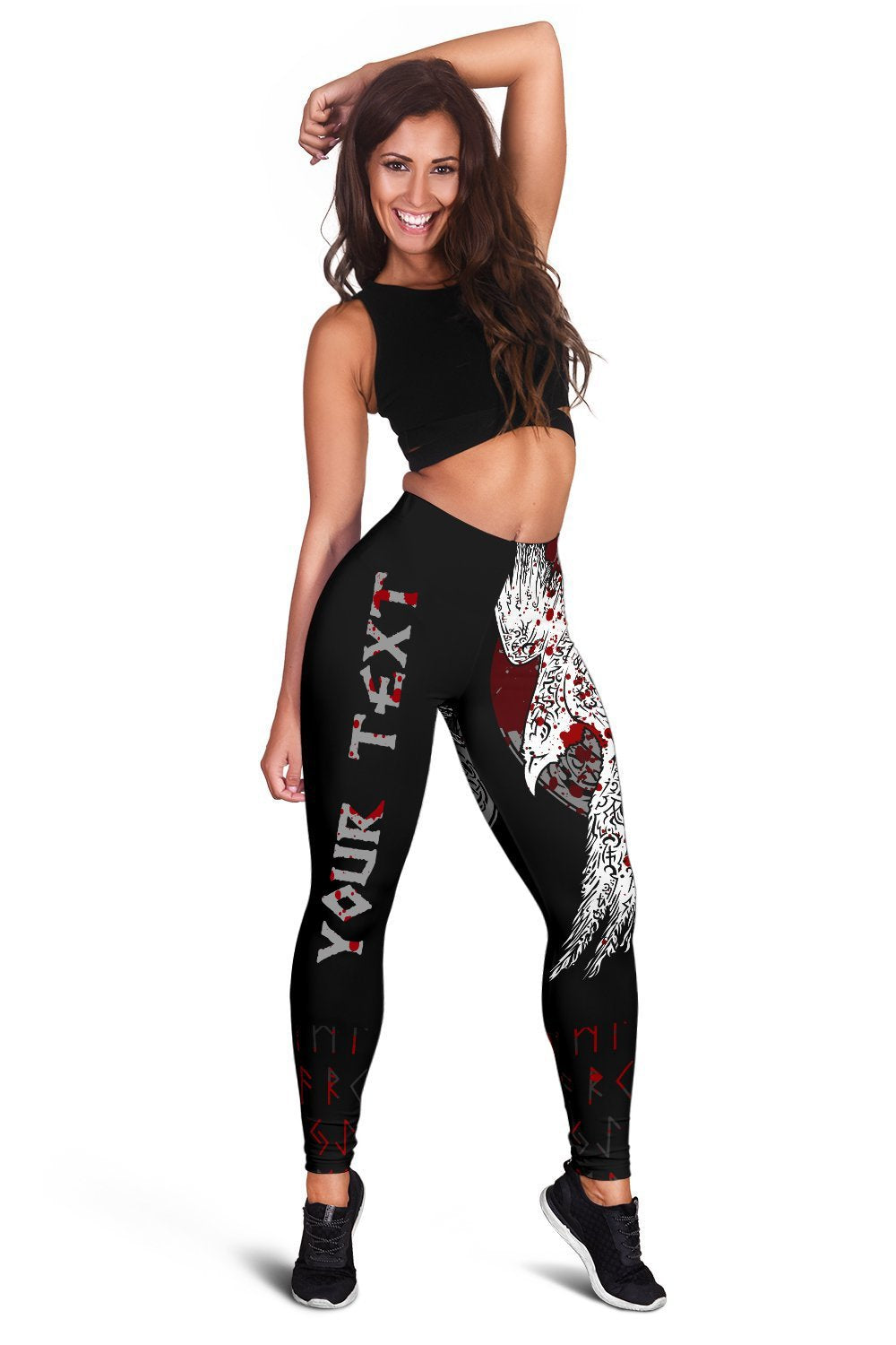 Custom Viking Leggings - Mystical Raven Tattoo Blood RLT12