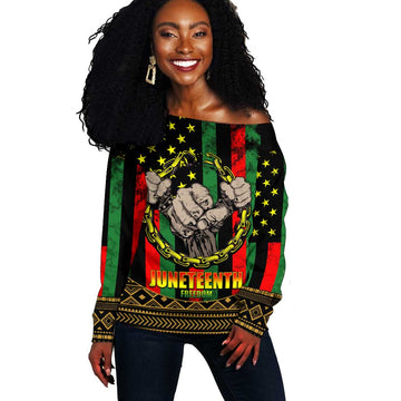 Juneteenth Celebration 2024 Off Shoulder Sweater Black History June 19 LT01