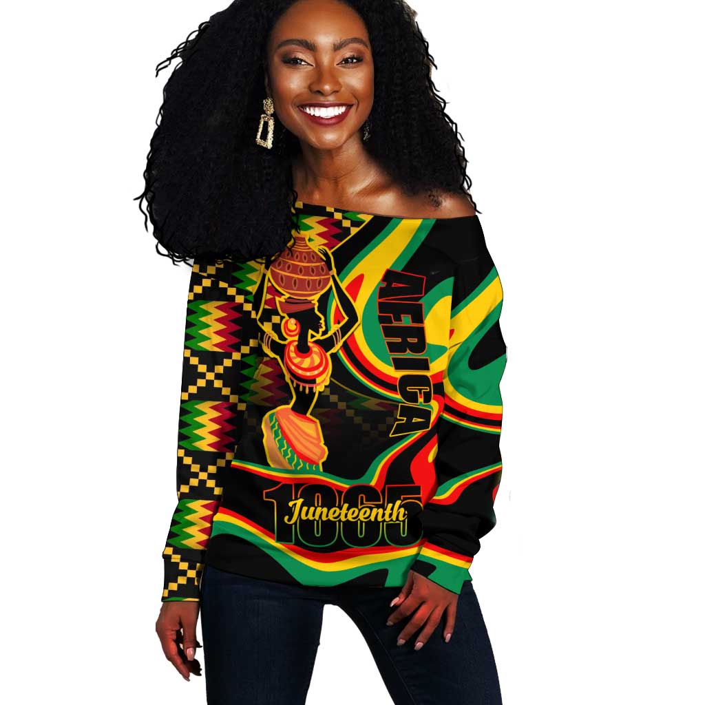 Juneteenth 2024 Off Shoulder Sweater 1865 Freedom Day Anniversary LT01