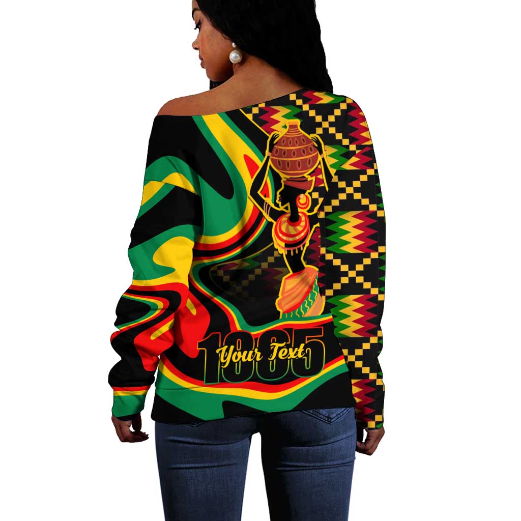 Juneteenth 2024 Off Shoulder Sweater 1865 Freedom Day Anniversary LT01