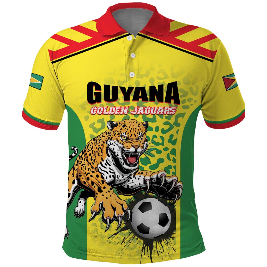 Custom Football Guyana Polo Shirt Golden Jaguars LT01