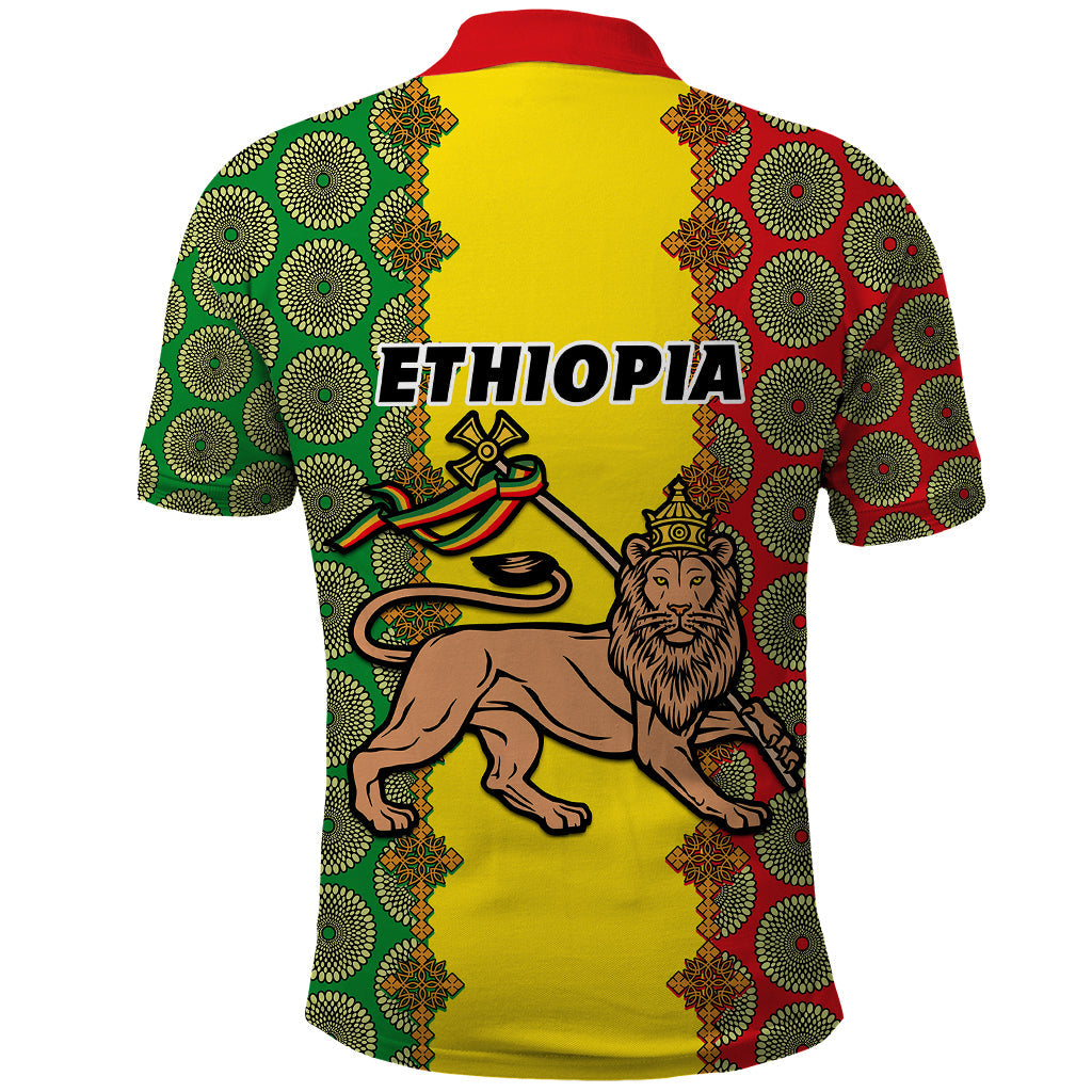 Ethiopia Polo Shirt Ethiopian Lion Of Judah With African Pattern LT01