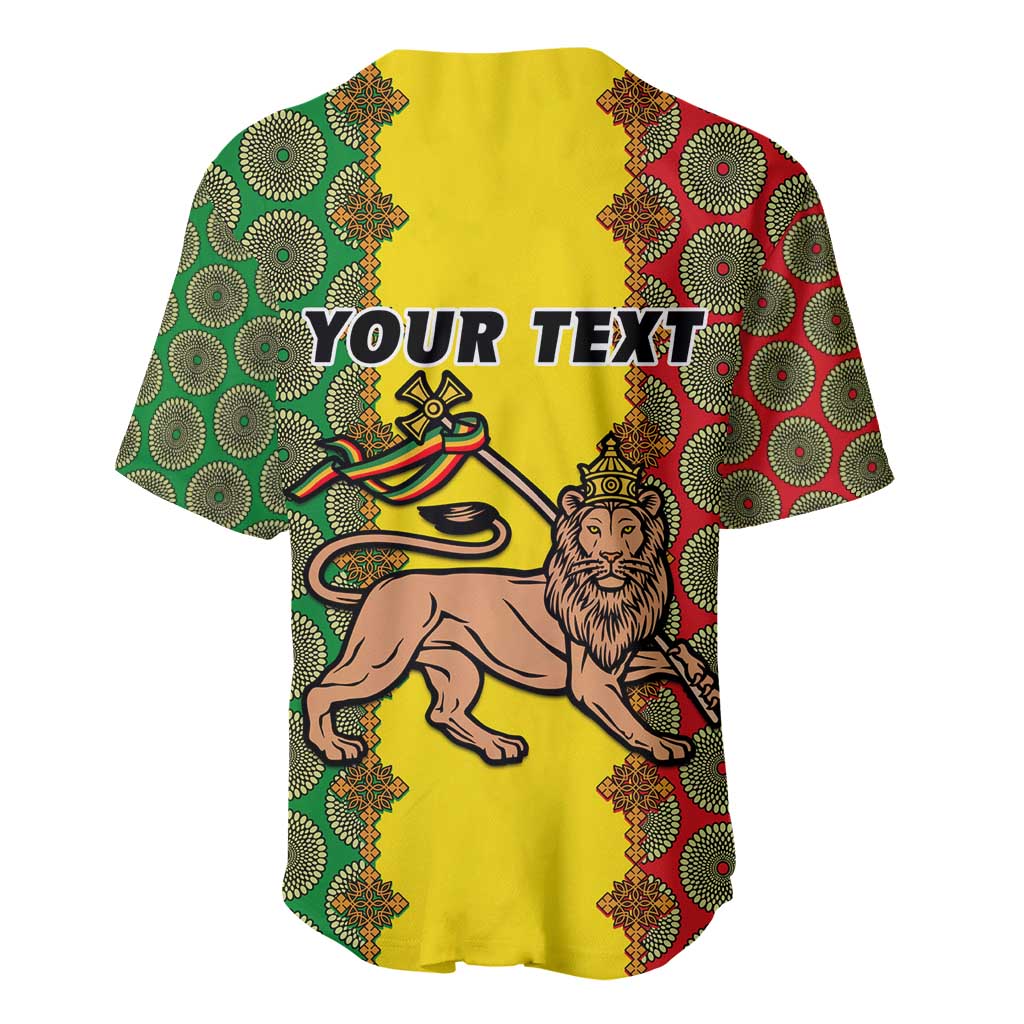 Personalized Ethiopia Baseball Jersey with Lion of Judah and African Pattern Design LT01