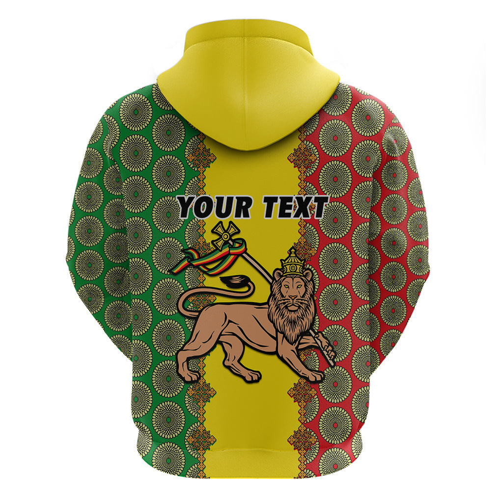 Personalised Ethiopia Hoodie Ethiopian Lion Of Judah With African Pattern LT01