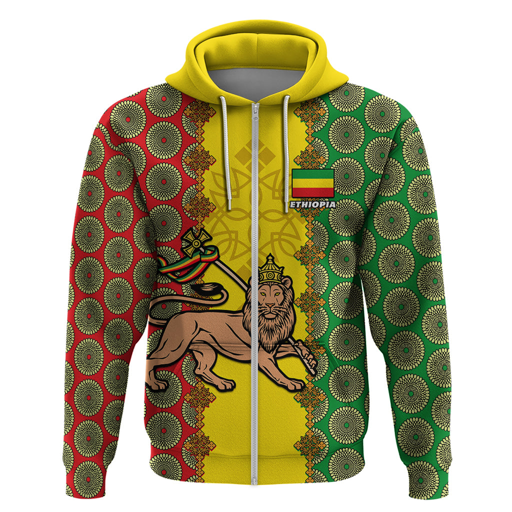 Personalised Ethiopia Hoodie Ethiopian Lion Of Judah With African Pattern LT01