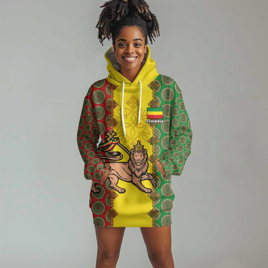 Personalized Ethiopia Hoodie Dress with Lion of Judah and African Pattern Design LT01