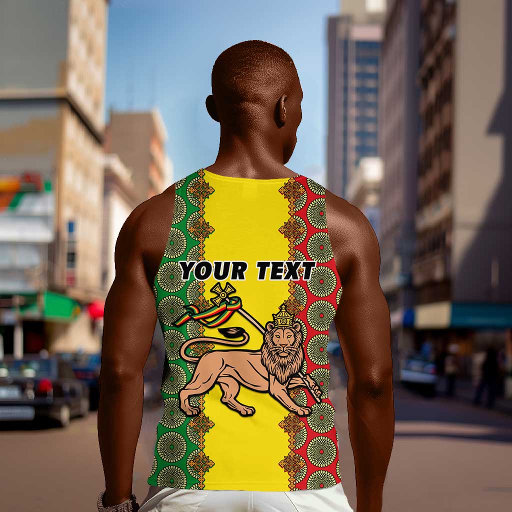 Personalized Ethiopia Men Tank Top with Lion of Judah and African Pattern Design LT01