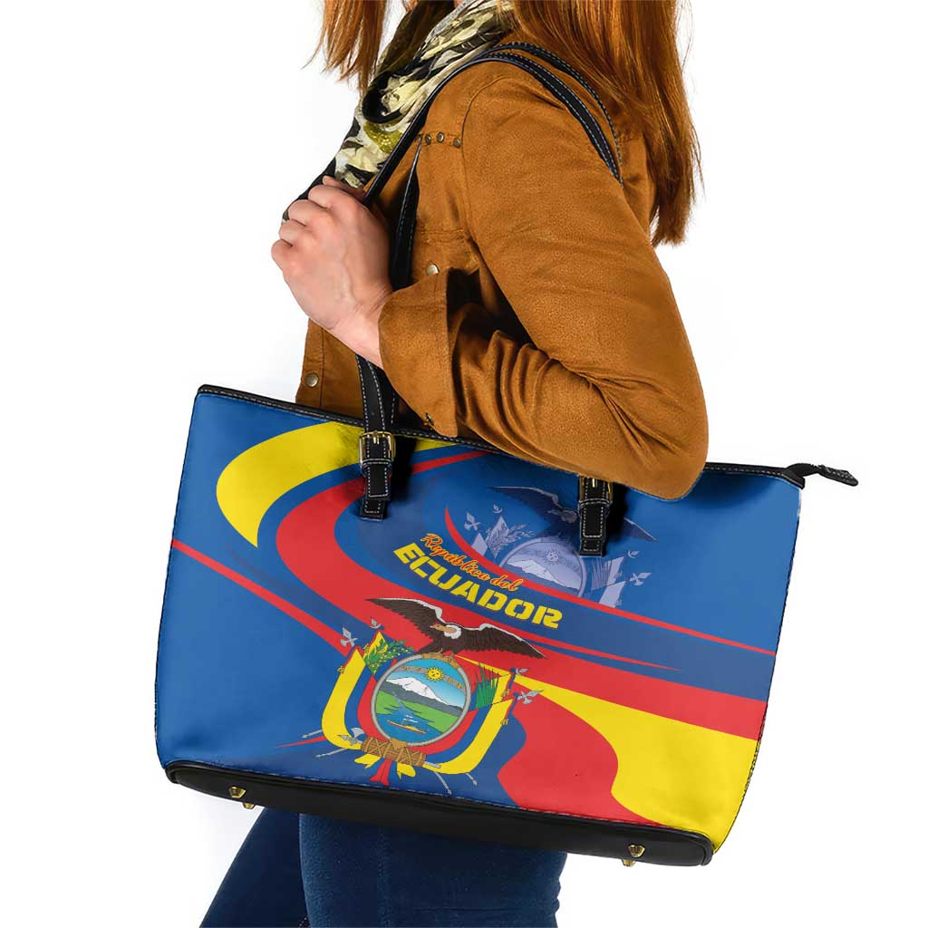 Ecuador Independence Day Leather Tote Bag Dios patria y libertad LT01