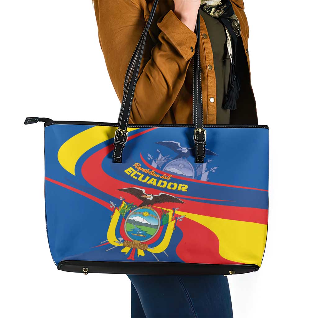 Ecuador Independence Day Leather Tote Bag Dios patria y libertad LT01