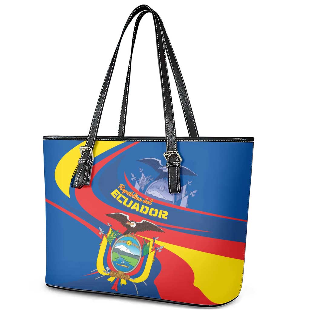 Ecuador Independence Day Leather Tote Bag Dios patria y libertad LT01