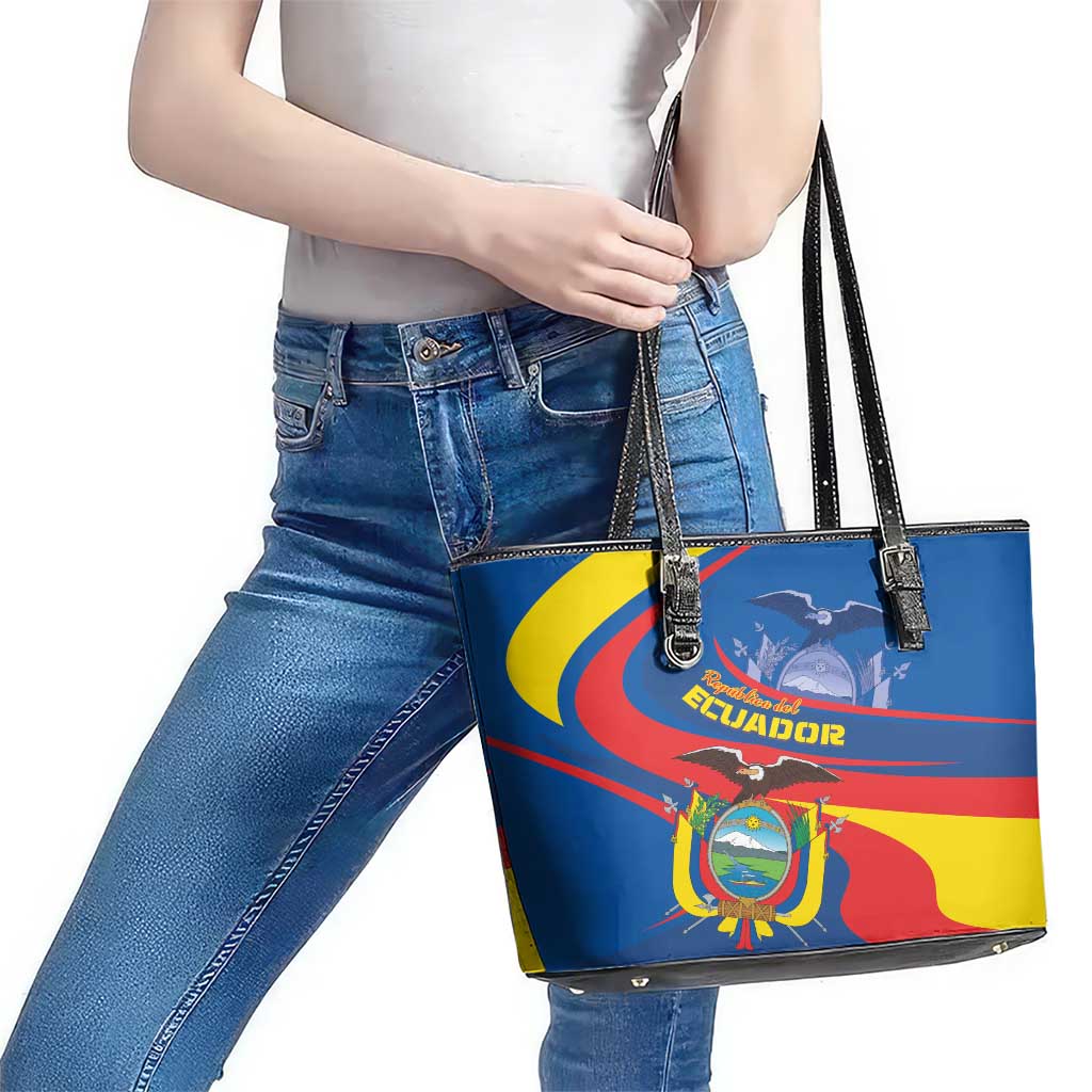 Ecuador Independence Day Leather Tote Bag Dios patria y libertad LT01