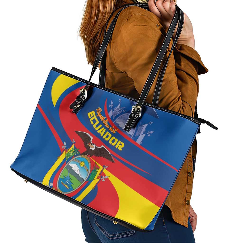 Ecuador Independence Day Leather Tote Bag Dios patria y libertad LT01