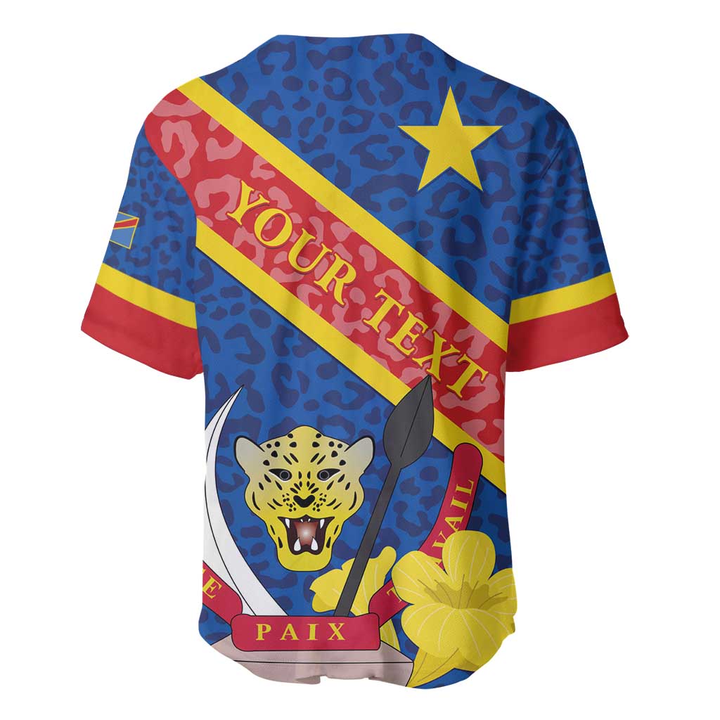 Congo DR Baseball Jersey Coat Of Arms Leopard Pattern LT01