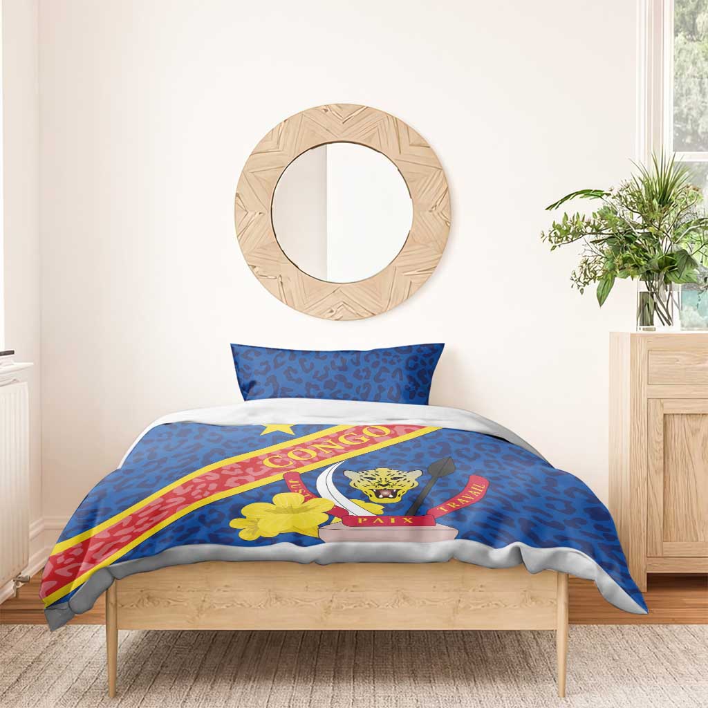 Congo DR Bedding Set Coat Of Arms Leopard Pattern LT01
