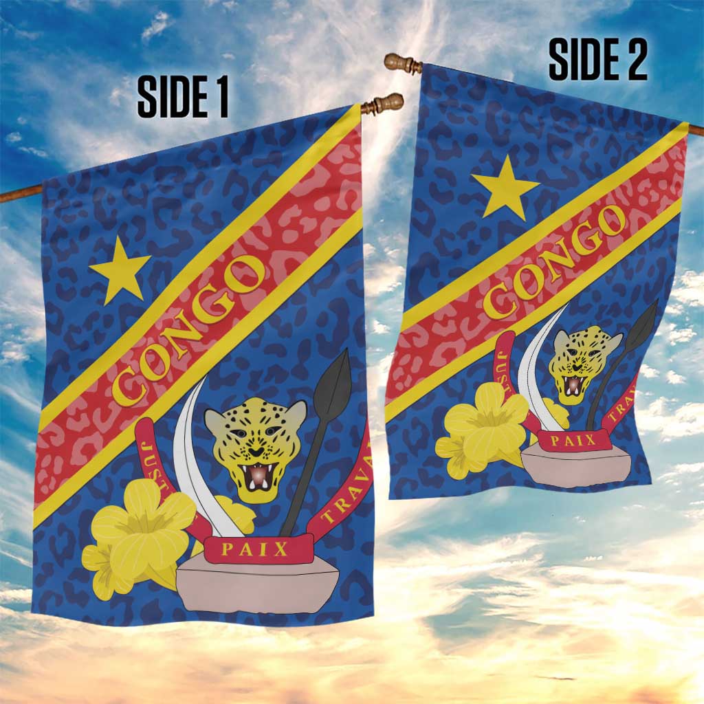 Congo DR Garden Flag Coat Of Arms Leopard Pattern LT01