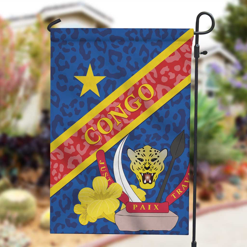 Congo DR Garden Flag Coat Of Arms Leopard Pattern LT01
