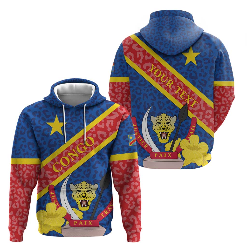 Congo DR Hoodie Coat Of Arms Leopard Pattern LT01