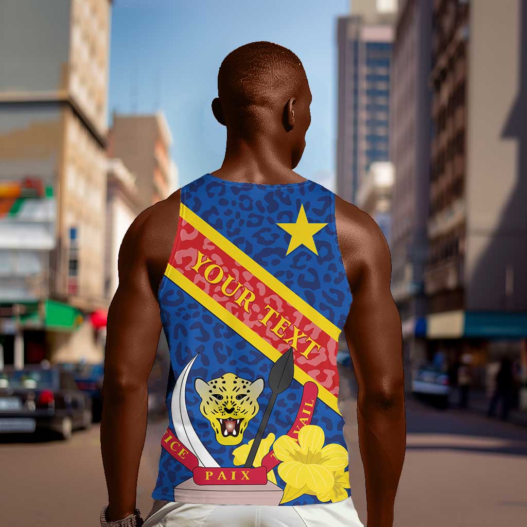 Congo DR Men Tank Top Coat Of Arms Leopard Pattern LT01