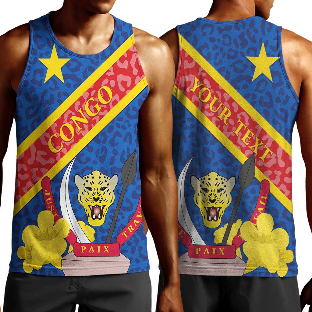 Congo DR Men Tank Top Coat Of Arms Leopard Pattern LT01