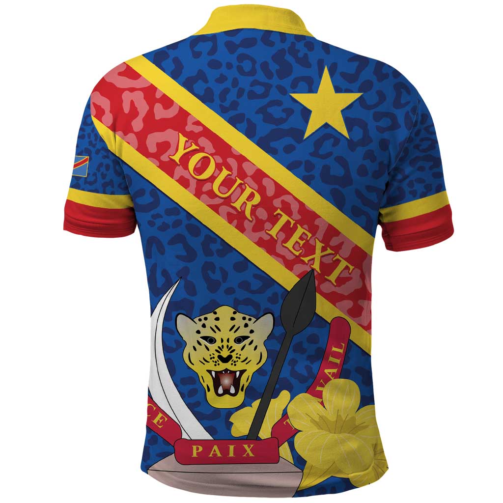 Congo DR Polo Shirt Coat Of Arms Leopard Pattern LT01
