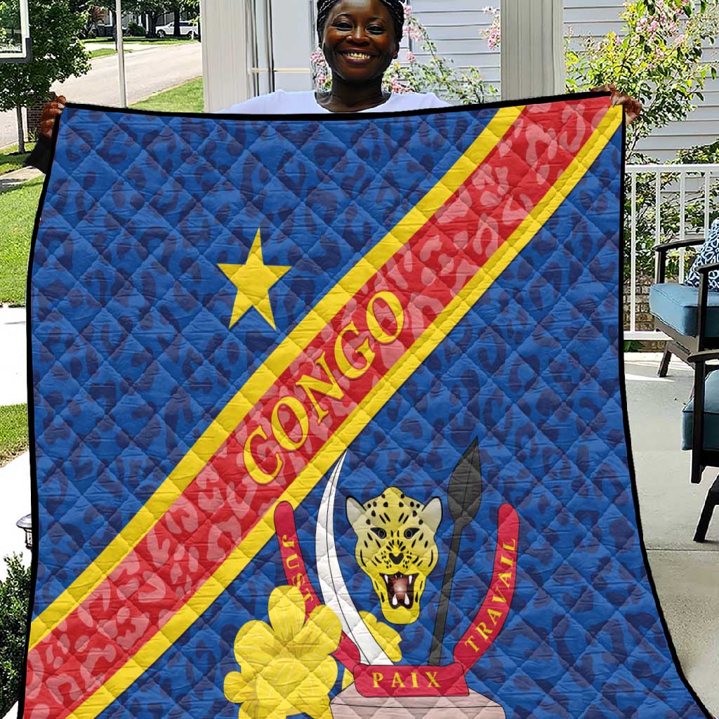 Congo DR Quilt Coat Of Arms Leopard Pattern LT01