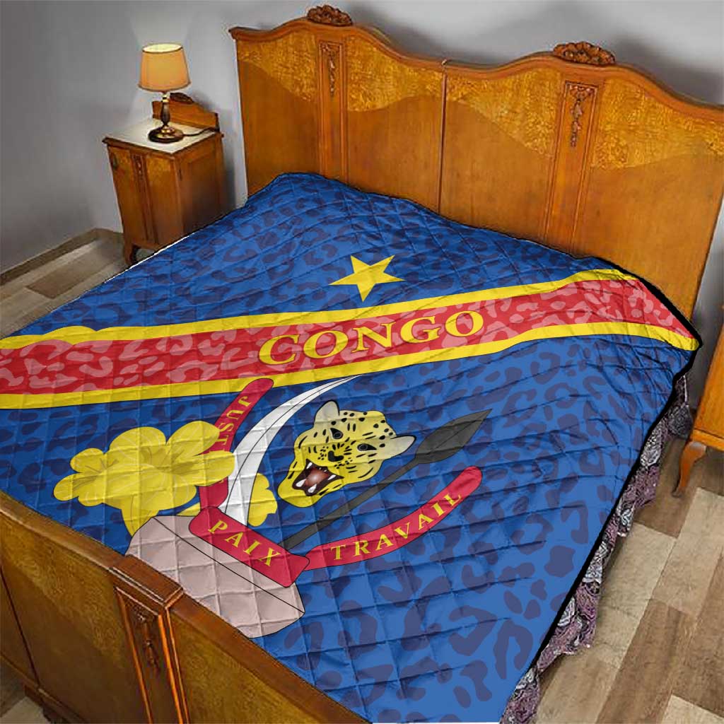 Congo DR Quilt Coat Of Arms Leopard Pattern LT01