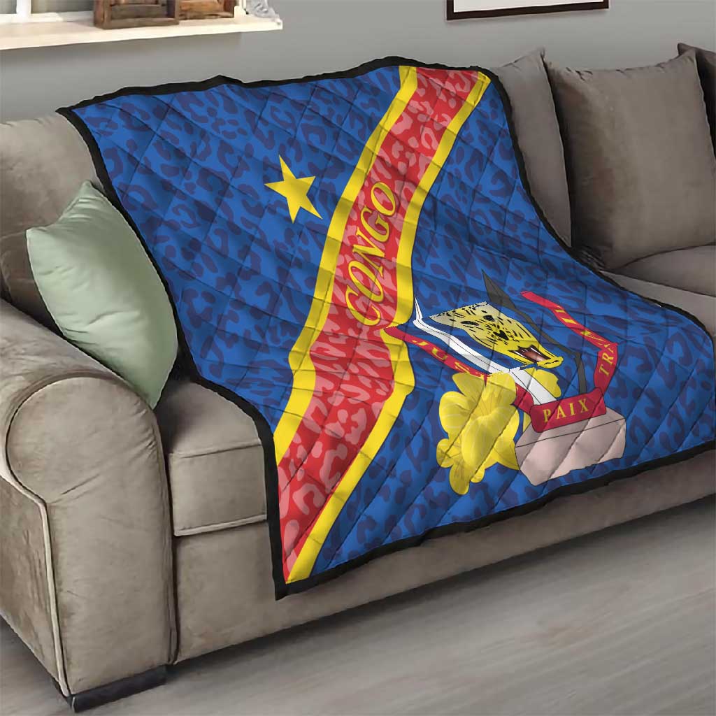 Congo DR Quilt Coat Of Arms Leopard Pattern LT01