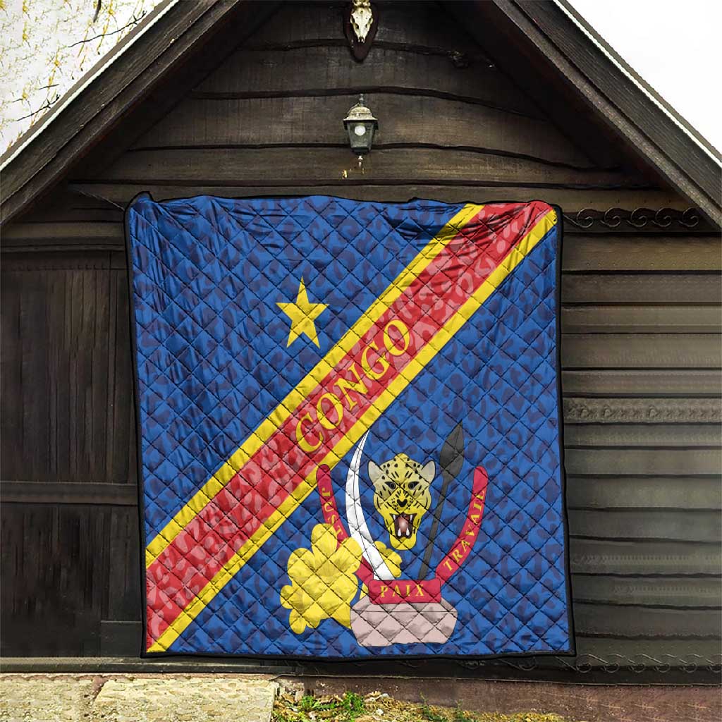Congo DR Quilt Coat Of Arms Leopard Pattern LT01