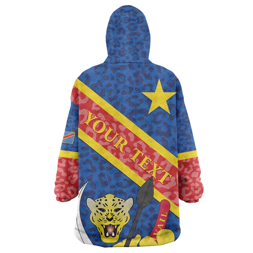 Congo DR Wearable Blanket Hoodie Coat Of Arms Leopard Pattern LT01
