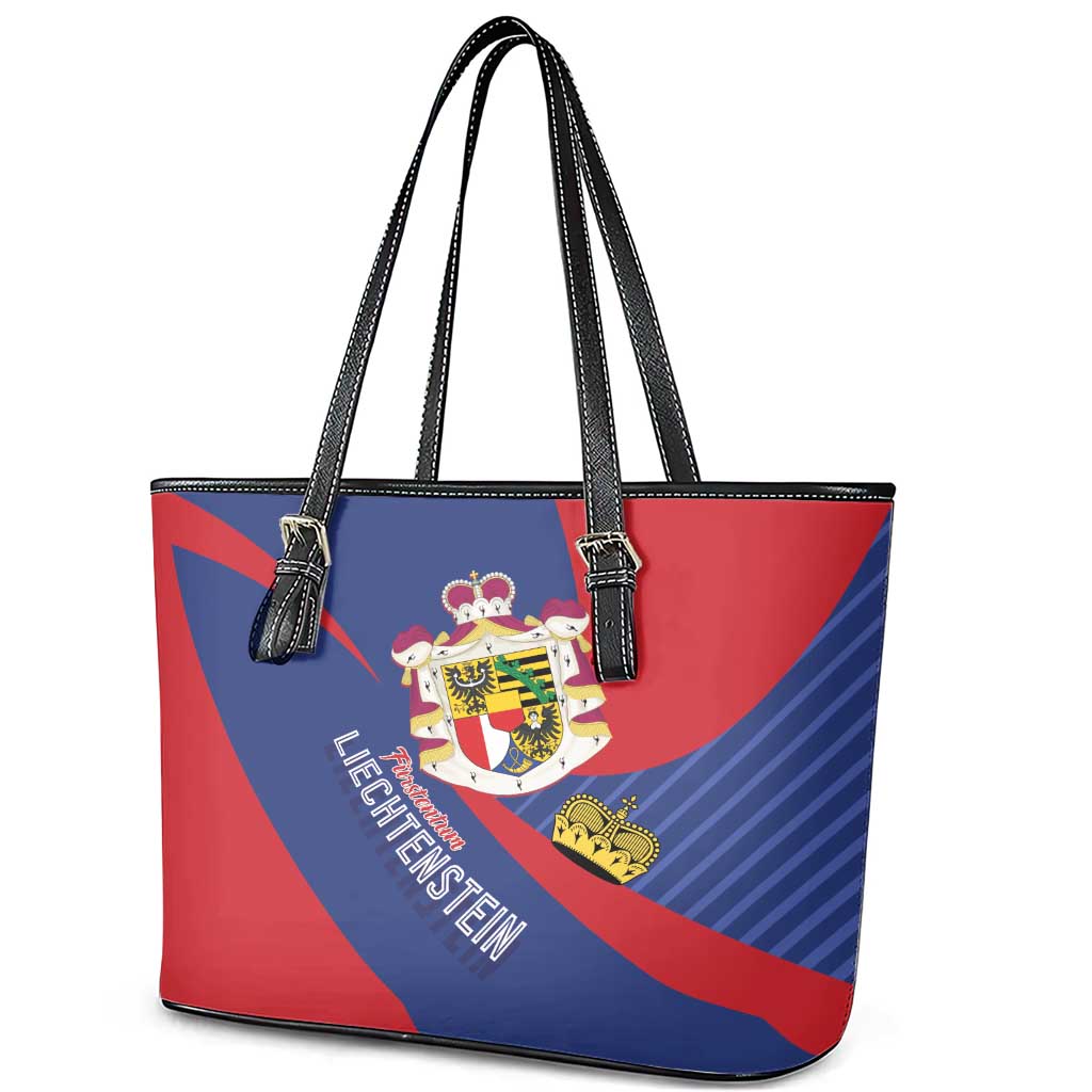 Liechtenstein Leather Tote Bag Coat Of Arms Blue Red Color LT01