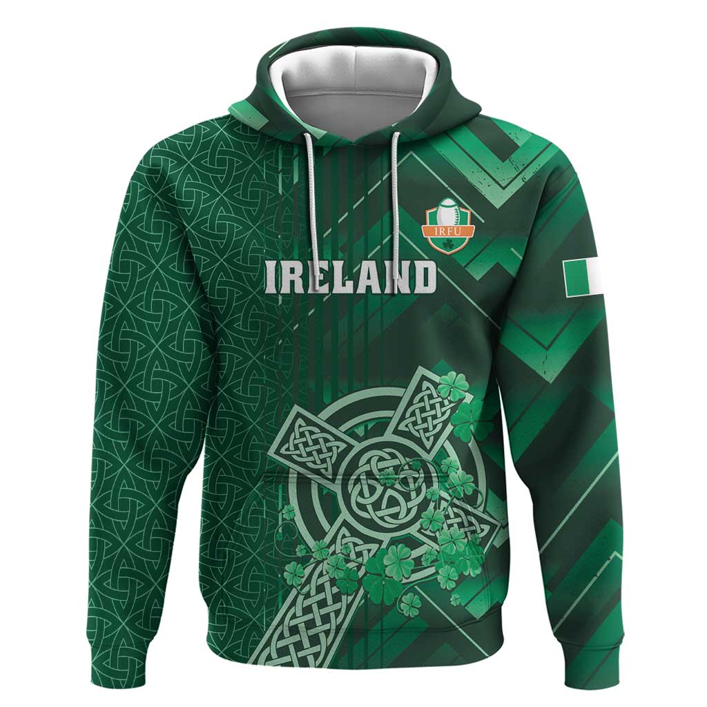 Ireland 2024 Rugby Hoodie Irish Shamrock Celtic Cross LT01