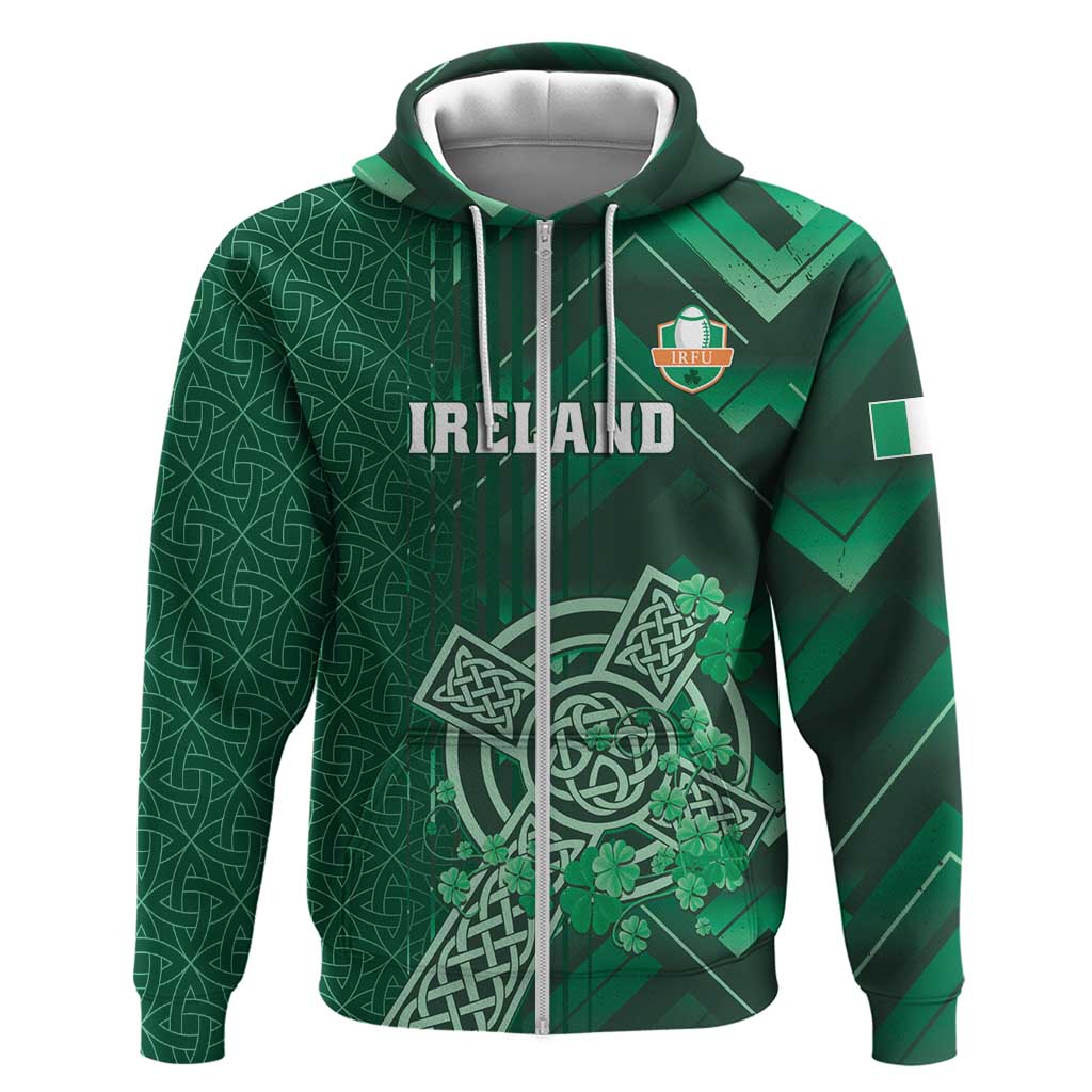 Ireland 2024 Rugby Hoodie Irish Shamrock Celtic Cross LT01