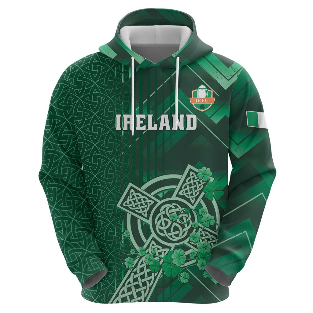 Ireland 2024 Rugby Hoodie Irish Shamrock Celtic Cross LT01