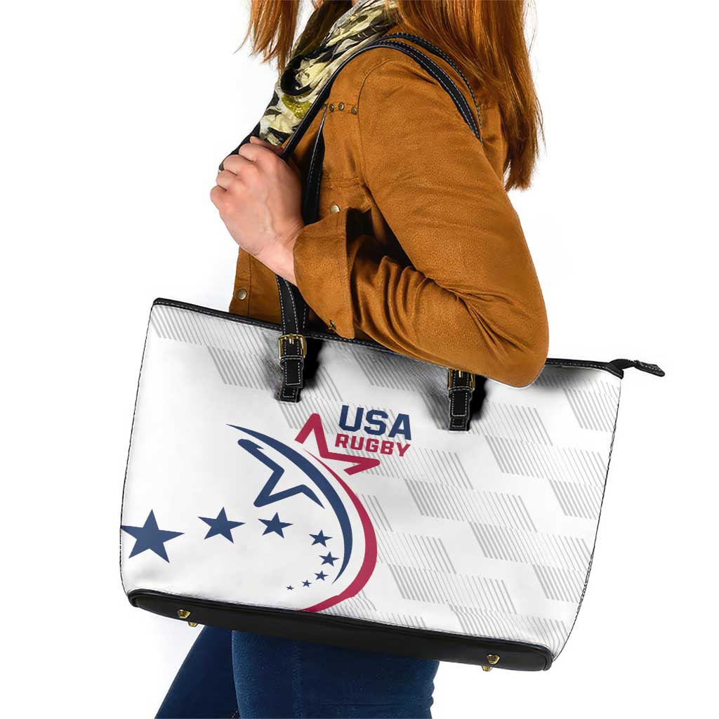USA 2024 Rugby Leather Tote Bag Soar Like an Eagle White Version LT01