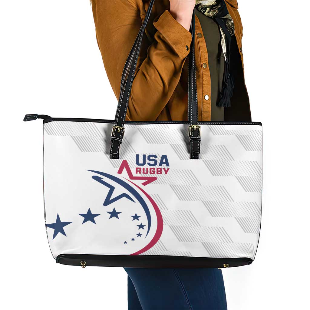USA 2024 Rugby Leather Tote Bag Soar Like an Eagle White Version LT01