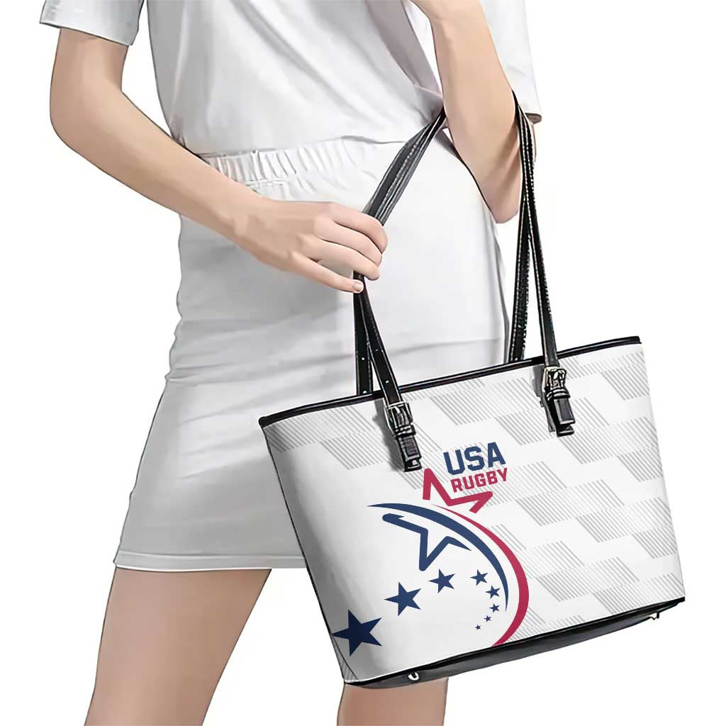 USA 2024 Rugby Leather Tote Bag Soar Like an Eagle White Version LT01