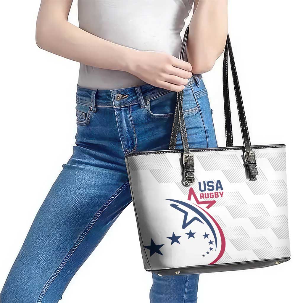 USA 2024 Rugby Leather Tote Bag Soar Like an Eagle White Version LT01