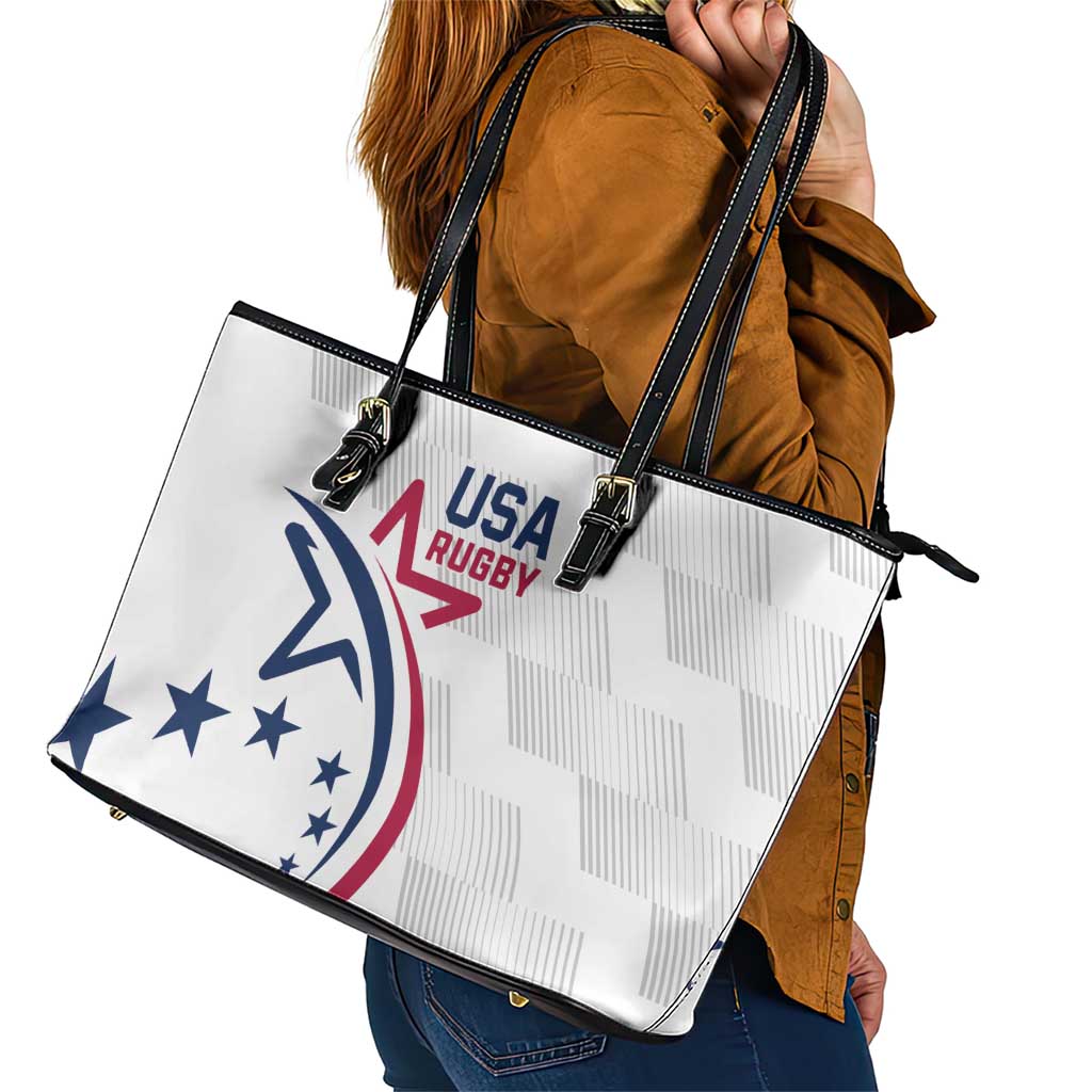 USA 2024 Rugby Leather Tote Bag Soar Like an Eagle White Version LT01