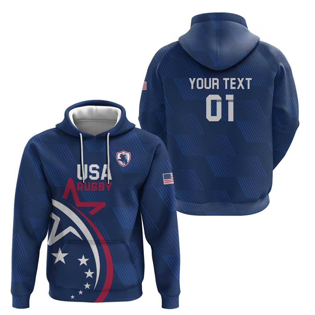 USA 2024 Rugby Hoodie Soar Like an Eagle Blue Version LT01