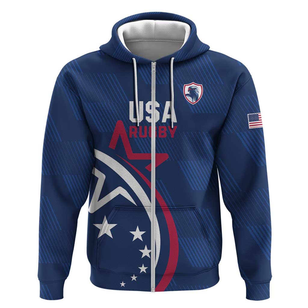 USA 2024 Rugby Hoodie Soar Like an Eagle Blue Version LT01