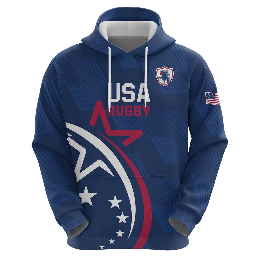 USA 2024 Rugby Hoodie Soar Like an Eagle Blue Version LT01