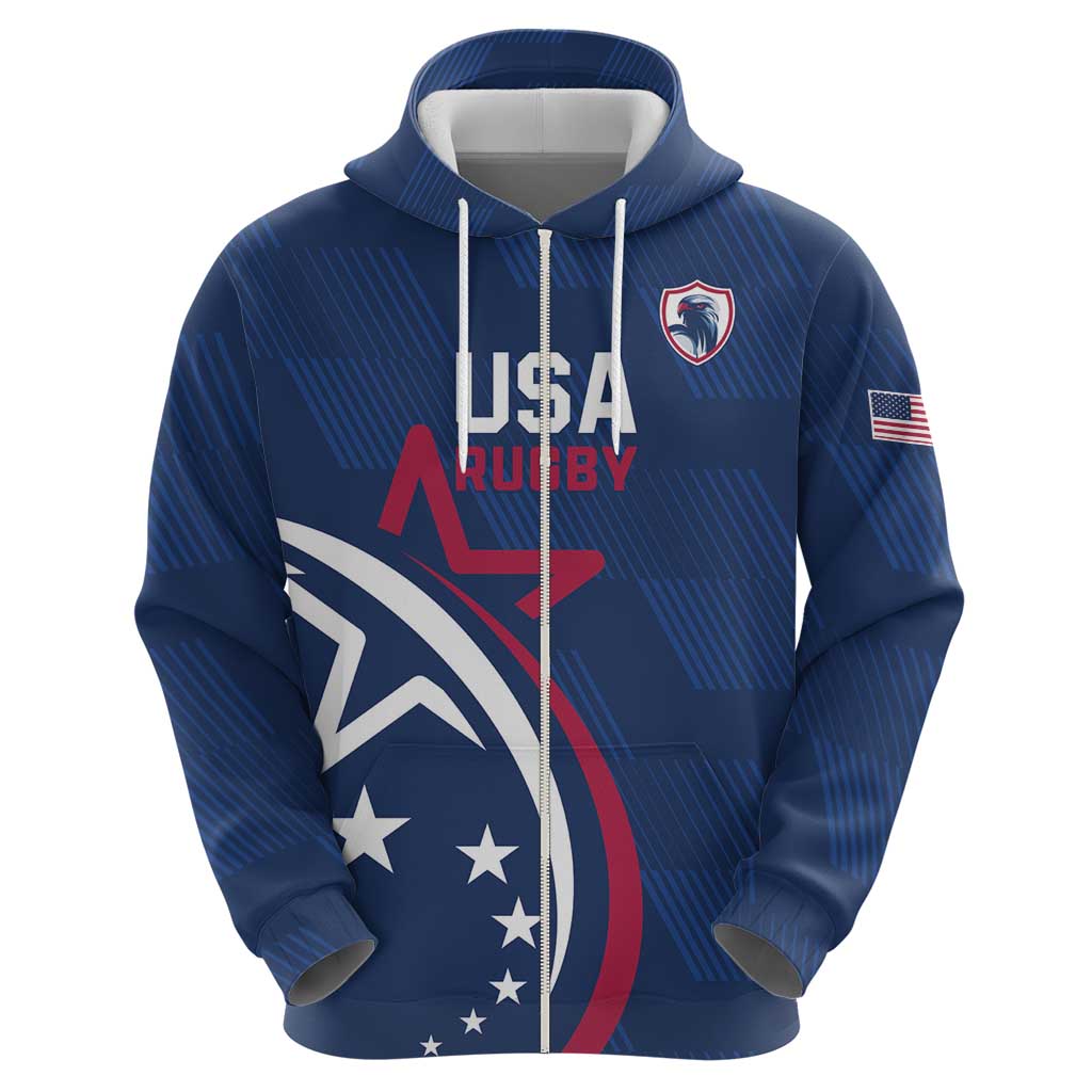 USA 2024 Rugby Hoodie Soar Like an Eagle Blue Version LT01