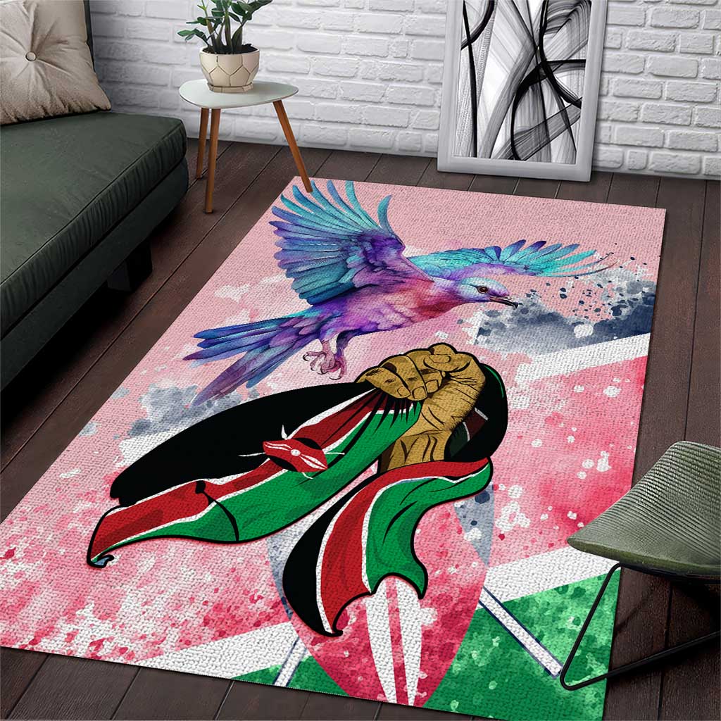 Kenya Independence Day Area Rug with Lilac Breasted Roller - Unique Version LT01