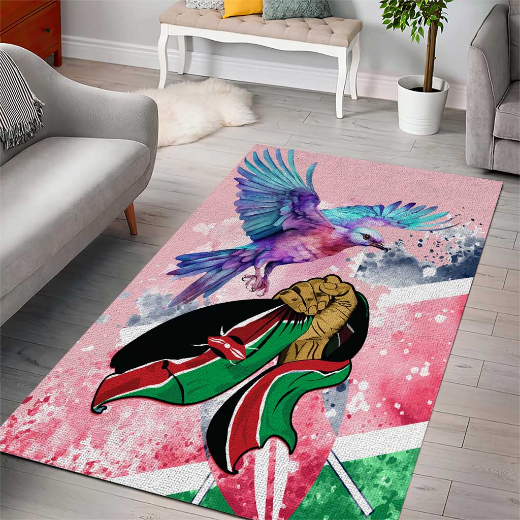 Kenya Independence Day Area Rug with Lilac Breasted Roller - Unique Version LT01