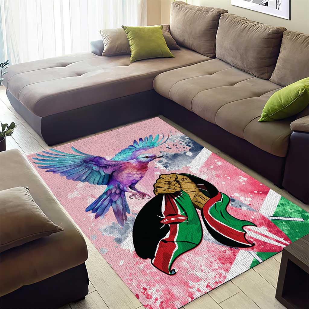 Kenya Independence Day Area Rug with Lilac Breasted Roller - Unique Version LT01