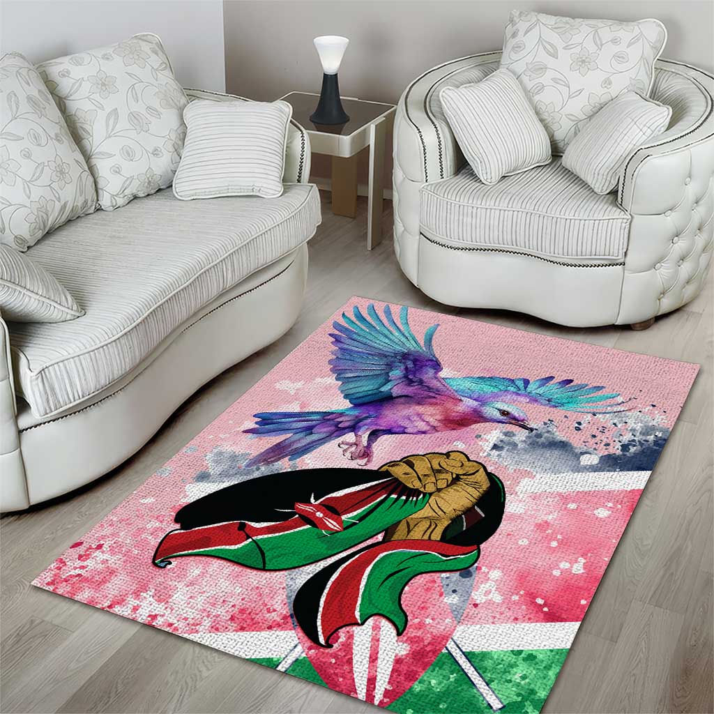 Kenya Independence Day Area Rug with Lilac Breasted Roller - Unique Version LT01
