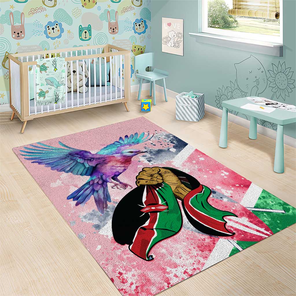 Kenya Independence Day Area Rug with Lilac Breasted Roller - Unique Version LT01